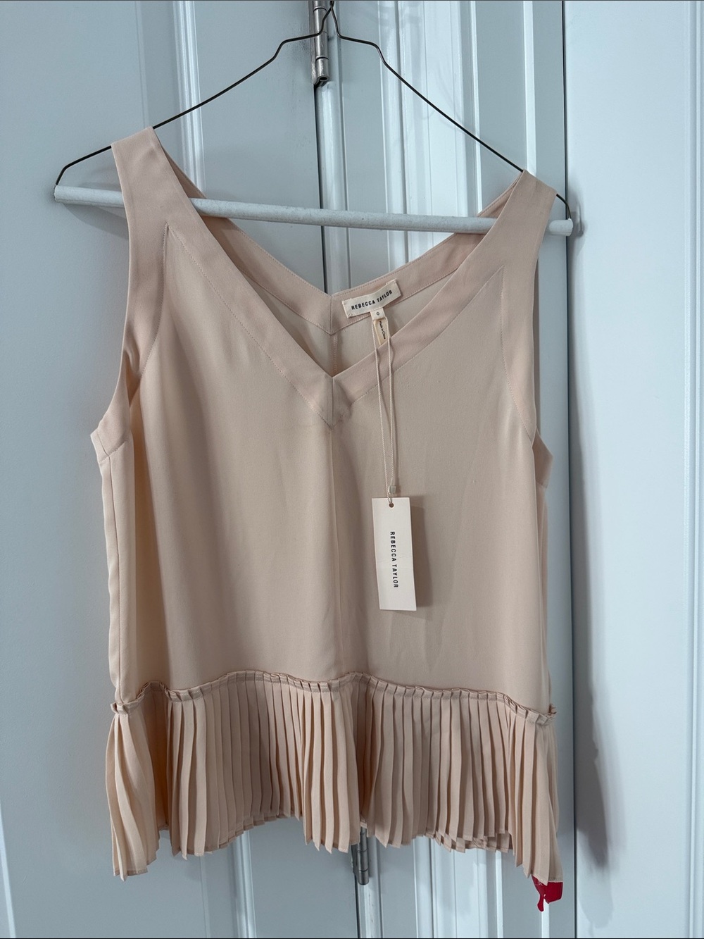 Rebecca Taylor Pale Peach Pleated-Hem V-Neck Camisole